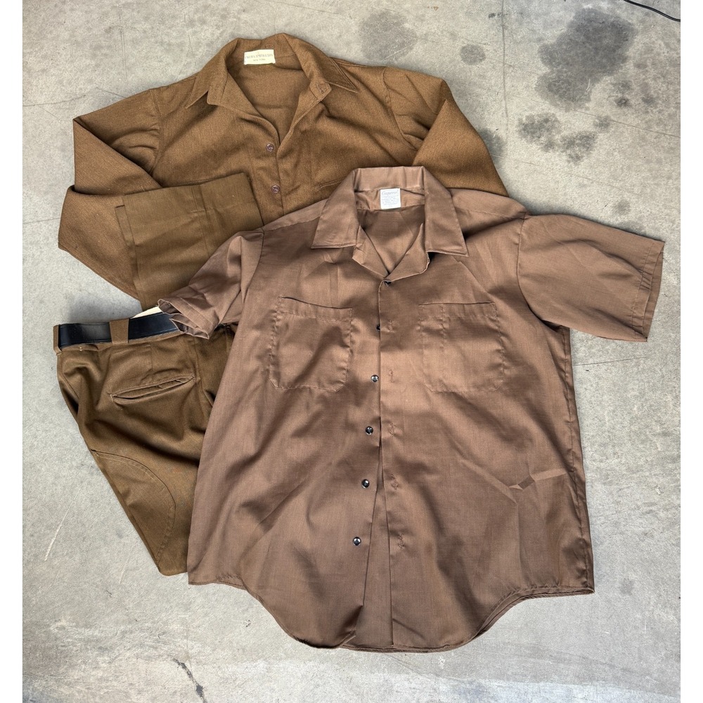 VTG Mens Sz‎ Large CALEB V SMITH Conqueror Uniform Set Brown Wool - Minor Flaw